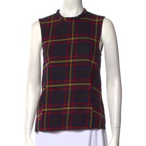 Hache Virgin Wool Plaid Print Top